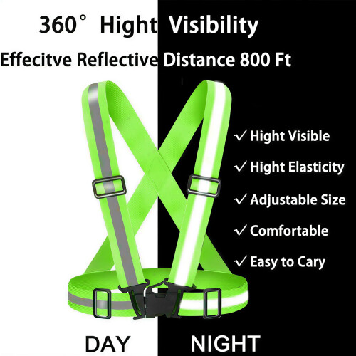Reflective Running Vest Green Adjustable Shoulder Straps 1
