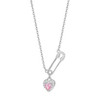 Collier épingle à nourrice avec pendentif cœur tendance, bijou de cou en forme de cœur, parfait pour un jeune couple ou une amie proche.