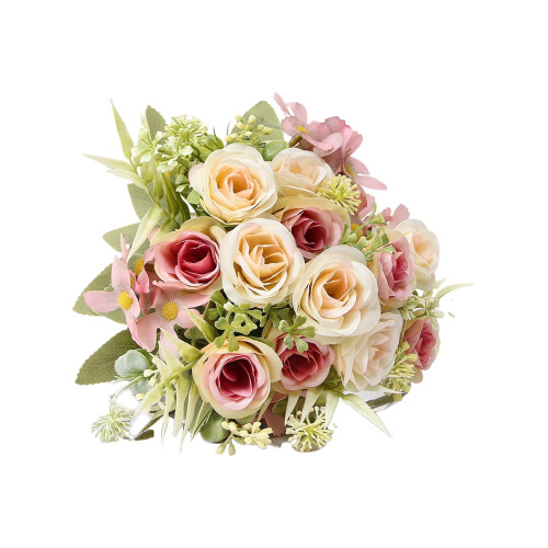 Simulert rosebukett med tusenfryd 30 cm 1
