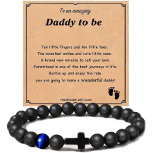 Regalos para papás primerizos, regalos para el Día del Padre para futuros papás, pulsera para papá primerizo con bolsa de joyería