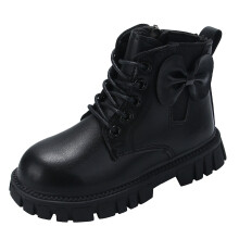 Botas infantis Ediodpoh com salto, cano curto, confortáveis, com sola macia, estilo casual, pretas, tamanho 11,5.