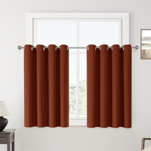 Cortinas Terracota 100% Blackout, 52x54", 2 Painéis, Ilhós na Parte Superior, Isolamento Térmico, Isolamento Acústico – Compatíveis com