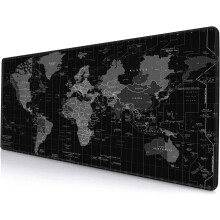 Großes Gaming-Mauspad (80 x 30 cm), genähte Kanten, rutschfeste Gummibasis, Weltkarten-Design – kompatibel mit allen Mäusen