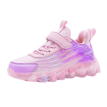 Zapatillas infantiles de color morado claro con efecto degradado, cierre de velcro y puntera cerrada – Perfectas para el colegio, fiestas y