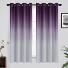 Fialové ombré zatemňovací závěsy, blokující světlo a tepelně izolované, s průchodkami do obývacího pokoje/ložnice (2 panely, 52x63")