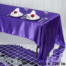 Toalha de mesa decorativa de cetim lisa, lavável, roxa, BalsaCircle Halloween, 152 cm x 320 cm.