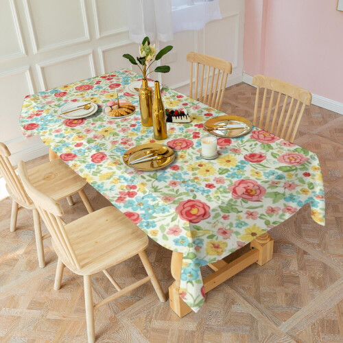 Toalha de mesa retangular floral em poliéster, 152 x 259 cm (60 x 102 polegadas) 2