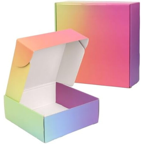 Pacote com 30 caixas de papelão ondulado coloridas para envio, 8,9 x 6 x 2 polegadas.