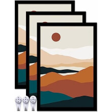 Black 12x18 Picture Frame Set of 3, High-Transparent for Photo Collage, Canvas, Poster – Wall/Tabletop, Horizontal/Vertical