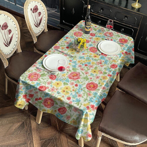 Toalha de mesa retangular floral em poliéster, 152 x 259 cm (60 x 102 polegadas) 1