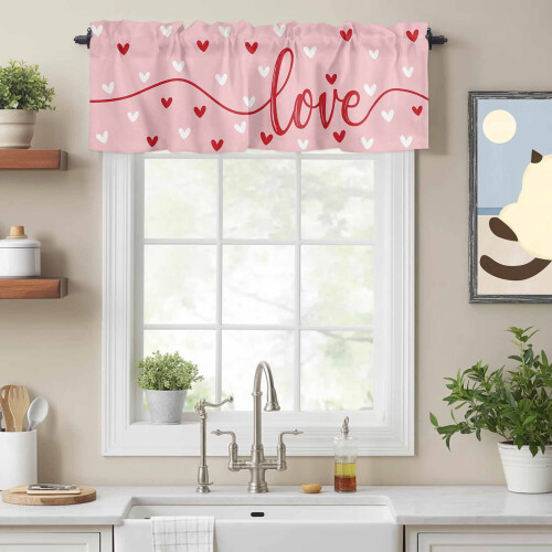 Cortina com estampa de coração, 137 x 46 cm (54 x 18 polegadas) 1