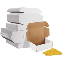 Set de cutii de transport 6x4x2 inci, 75 de bucăți, cutie de carton ondulat albă pentru broșuri