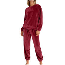 Dame 2-delt flanellpysjamassett – Mykt, loddent termisk nattøy, koselig fleece-loungetøy, bukser med elastisk midje, 95 % polyester, vintervarm,