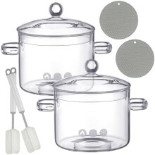 Glass Saucepan with Lid 1.3L 2pcs