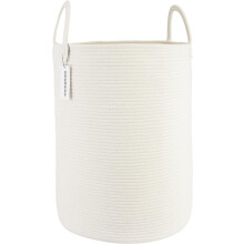 Panier à linge en corde de coton – Panier de rangement tressé pour salon, chambre, chambre d'enfant ; Grand panier bohème pour vêtements,