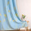 Sky Blue Blackout Curtains with Gold Palm Pattern 52x84 5