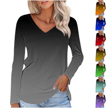 Blusas de tallas grandes para mujer, blusa informal de manga larga con cuello en V, sudadera para mujer, blusas para salir, verde menta, XL