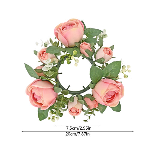 Krans av imitert Austen-rose, 20 cm til stearinlyskopp 2