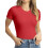 Γυναικεία T-shirt Basic με μαλακό, κοντομάνικο τοπ και στρογγυλή λαιμόκοψη 6