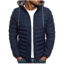 Jaquetas de inverno masculinas, jaqueta com capuz de cor sólida, jaqueta acolchoada de algodão, jaqueta acolchoada de algodão da moda, jaqueta
