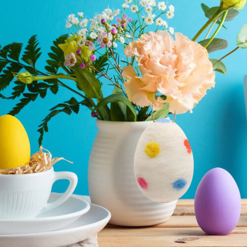 8PCS Handmade Felted Easter Eggs with Flowers, Compatible with Easter Baskets, Hanging Ornaments & Spring Decor 2