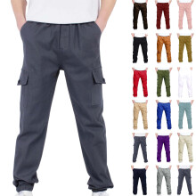 Calça Cargo Esportiva Infantil Unissex de 4 a 13 Anos, Cintura Elástica, Calça Jogger Escolar em Sarja, Cinza Escuro (9 Anos)