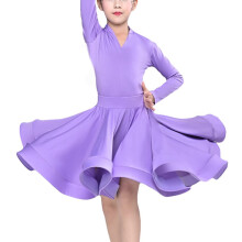 Meisjesjurk met lange mouwen voor Latijns-Amerikaanse dans, perfect voor het oefenen van ballroomsalsa.