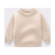 Shldybc Knit Sweater for Toddlers, Warm Solid Pullover, Long Sleeve, Khaki, 18-24M – Compatible with Kids' Winter Wear