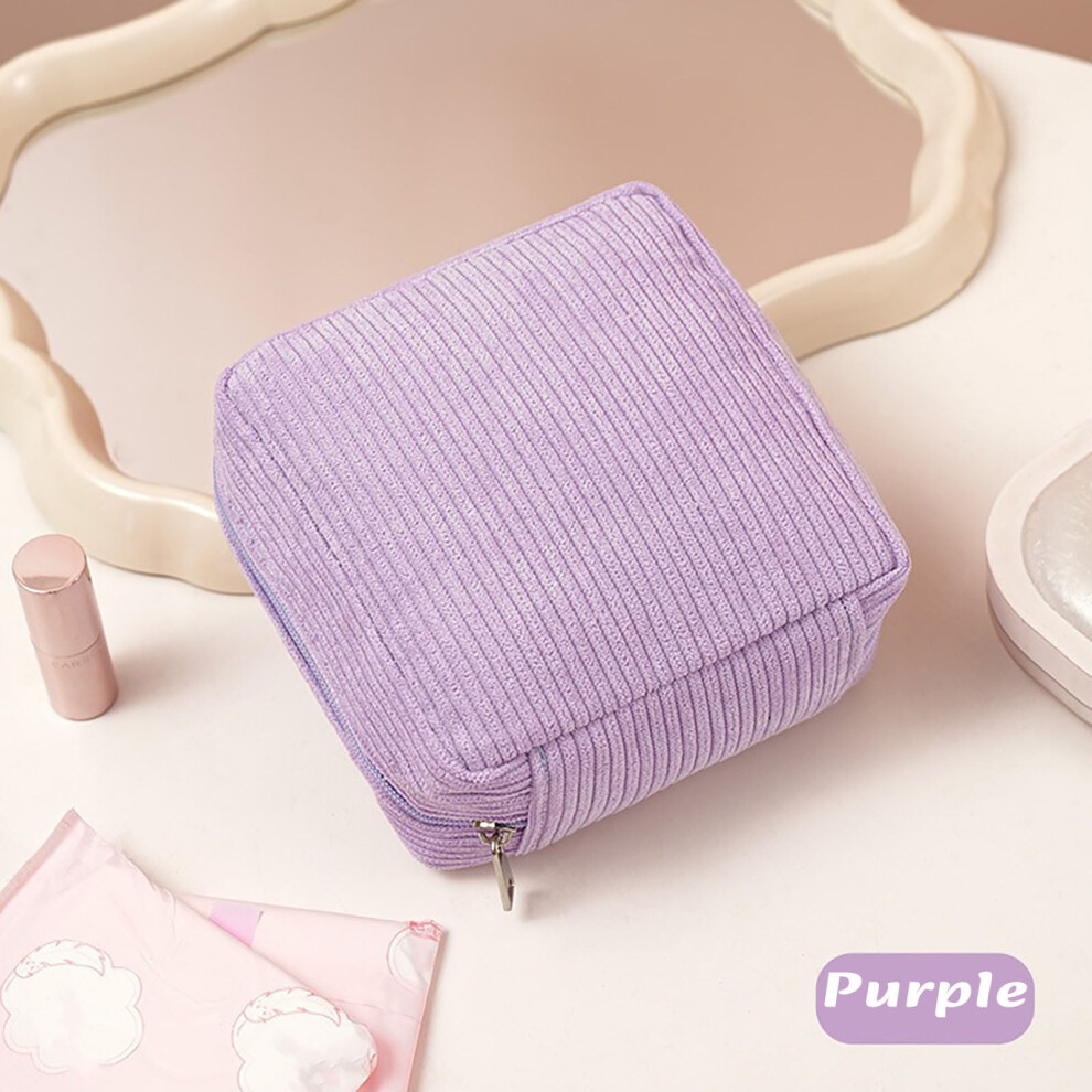 Menstrual Bags for Teen Girls â Corduroy Sanitary Pad & Tampon Storage Pouch with Zipper, Portable Period Pouch Compatible with First Period Needs