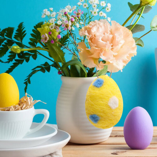 8PCS Handmade Felted Easter Eggs with Flowers, Compatible with Easter Baskets, Hanging Ornaments & Spring Decor 1