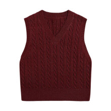 Colete feminino de tricô com decote em V, cor sólida, clássico, sem mangas, estilo pulôver, blusa de malha macia com capuz.