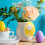 8PCS Handmade Felted Easter Eggs with Flowers, Compatible with Easter Baskets, Hanging Ornaments & Spring Decor 6