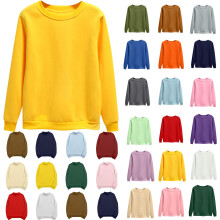 Sweatshirts voor dames in grote maten, oversized sweatshirts met ronde hals, lange mouwen en col van fluweel (01-Yellow_2XL)