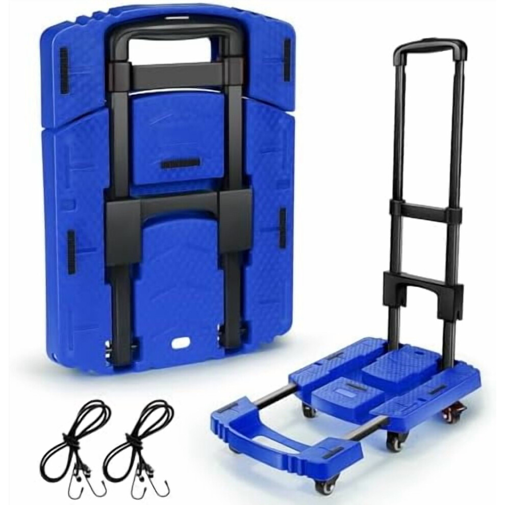 Folding Hand Truck 500Lbs, 6-Wheel Collapsible Dolly Cart With Elastic Ropes Â Compact Trolley For Travel & Moving 9193271596646