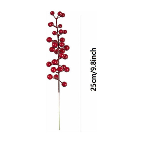 Künstliche rote Beerenstiele, 25 cm, 30er-Packung 2