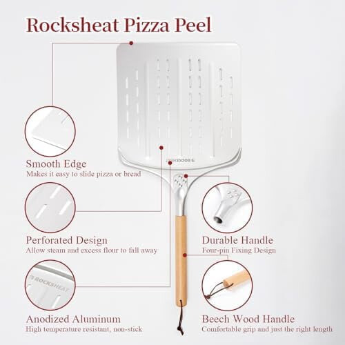 Pá de pizza em alumínio anodizado com cabo de madeira de 30 cm (12 polegadas) 2