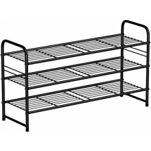Étagère à chaussures en métal à 3 niveaux, 84 cm de large, noire
