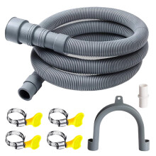 Kit de extensão universal flexível para máquina de lavar roupa com adaptador, braçadeiras e suporte para lavadora, 1,8 m (6 pés)