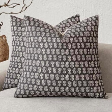 Fundas de cojín decorativas de 2424" con estampado floral neutro (juego de 2) – Decoración vintage estilo granja y boho, compatibles con