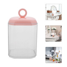 Porta batuffoli di cotone in plastica rosa, confezione da 1. Organizzazione del bagno, design semplice per la casa.