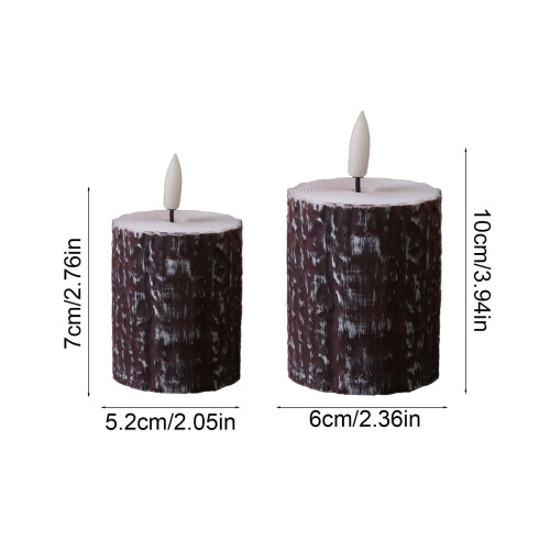 Σετ 2 κεριών LED χωρίς φλόγα από τεχνητό φλοιό, ηλεκτρικό κερί LED με μπαταρία, 2