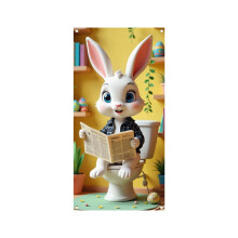 Faixa decorativa de Páscoa para porta com estampa de coelho e ovos – Cenário para festa de primavera, para uso interno e externo, em tecido de