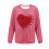 Felpa da donna a coste con scollo rotondo e cuore per San Valentino, lunga 4