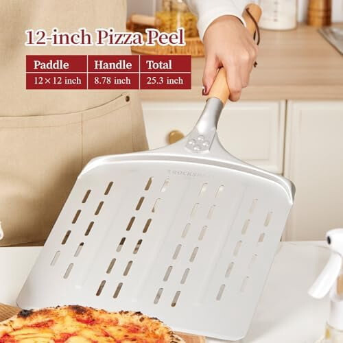 Pá de pizza em alumínio anodizado com cabo de madeira de 30 cm (12 polegadas) 1