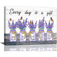 Lavendel-Leinwandbild, 40 x 30 cm – Rustikales Landhaus-Design für Badezimmer und Schlafzimmer, modernes Lavendelgemälde