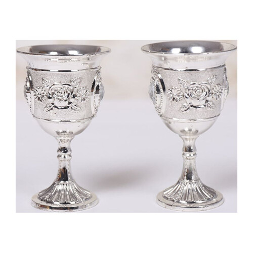 Silver Alloy Wine Goblet Unbreakable Stem Cup for Bar Picnic and Dinner
