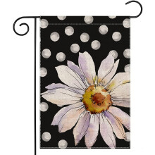 Gartenfahnen, schwarz-weiße Chrysanthemen-Punkte, 30 x 45 cm, wendbar, für Gartenfeste und Gartendekoration