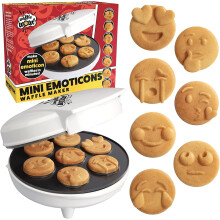 Mini Valentine's Day Emoji Waffle Maker – Makes 7 Smiley Face Waffles, Non-Stick, Electric, Includes Recipes – Compatible with Emoji