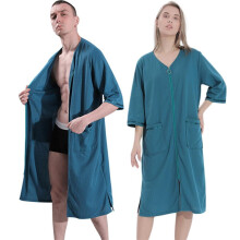 Robe de chambre courte en molleton français, fermeture éclair, confortable, pour femmes et hommes, grandes tailles. Pyjama/vêtement de nuit.