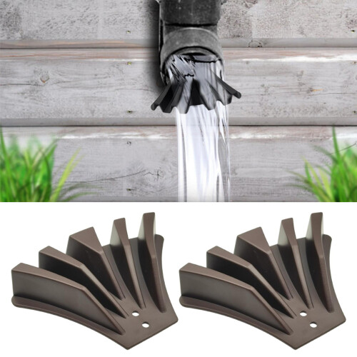 2 Pieces Gutter Downspout Diverters Down Spout Extenders for Lawn Brown 2